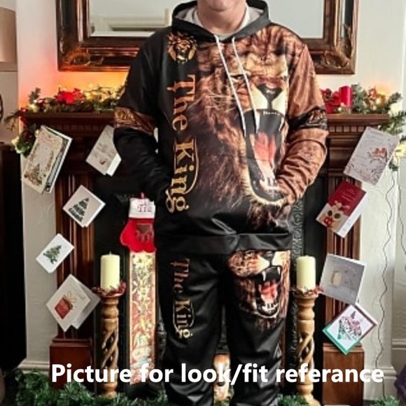 Mens Lion Leo Graphic Track Suit Hoodie Set - Picture 3 of 4